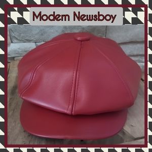 NIP Red Newsboy Octa Modern PU Leather